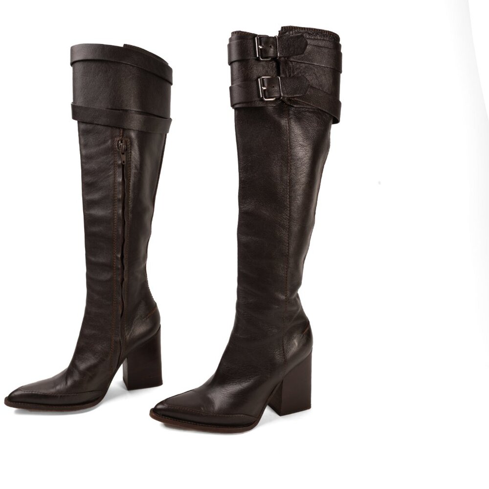Veronique Branquinho Tall Leather Boots - Brown size 37 - Picture 3 of 12